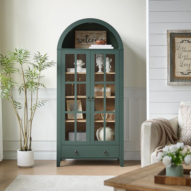 Tall Arched Glass Door Cabinet