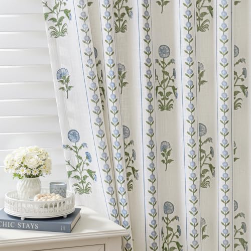 Sage and blue bedroom curtains