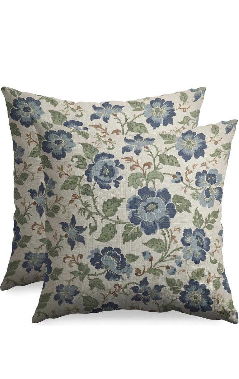Floral blue and sage pillows