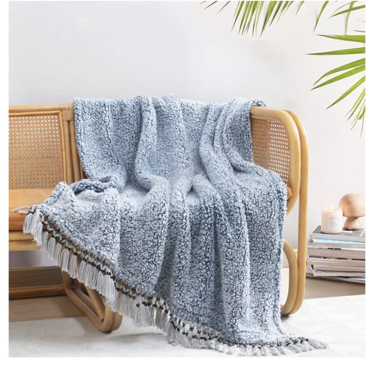 Sherpa blue throw blanket